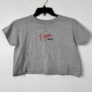 Virgin Miami Women's Cropped Tee Top Gray Size Large see it, heard it, wear it